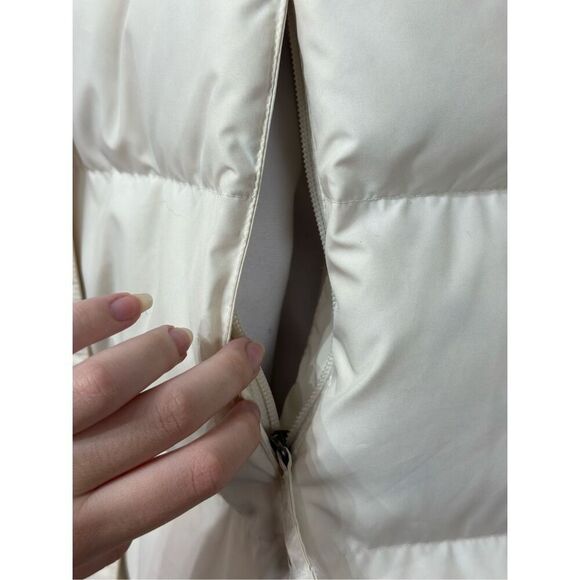 L.L. Bean Mid Long Cream Hooded Down Puffer All Weather Coat Jacket Large - Picture 4 of 11